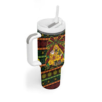 Vanuatu Sand Drawing Christmas Bow Tumbler With Handle Meri Krismas