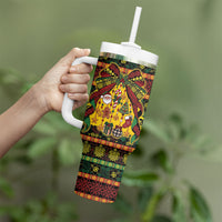 Vanuatu Sand Drawing Christmas Bow Tumbler With Handle Meri Krismas