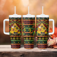Vanuatu Sand Drawing Christmas Bow Tumbler With Handle Meri Krismas