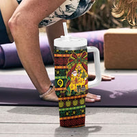 Vanuatu Sand Drawing Christmas Bow Tumbler With Handle Meri Krismas
