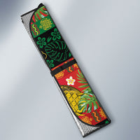 Vanuatu Sand Drawing Christmas Bow Auto Sun Shade Meri Krismas Hibiscus Turtle LT9 - Polynesian Pride