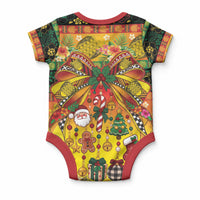 Vanuatu Sand Drawing Christmas Bow Baby Onesie Meri Krismas Hibiscus Turtle LT9 - Polynesian Pride
