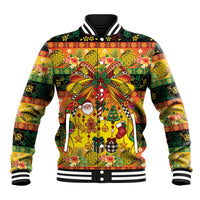 Vanuatu Sand Drawing Christmas Bow Baseball Jacket Meri Krismas Hibiscus Turtle LT9 Unisex Multicolor - Polynesian Pride