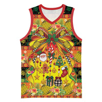 Vanuatu Sand Drawing Christmas Bow Basketball Jersey Meri Krismas Hibiscus Turtle