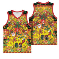 Vanuatu Sand Drawing Christmas Bow Basketball Jersey Meri Krismas Hibiscus Turtle