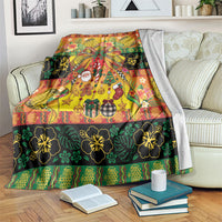 Vanuatu Sand Drawing Christmas Bow Blanket Meri Krismas Hibiscus Turtle LT9 Multicolor - Polynesian Pride