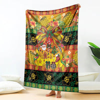 Vanuatu Sand Drawing Christmas Bow Blanket Meri Krismas Hibiscus Turtle LT9 - Polynesian Pride
