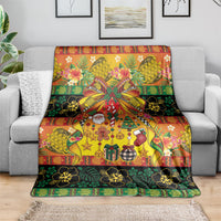 Vanuatu Sand Drawing Christmas Bow Blanket Meri Krismas Hibiscus Turtle LT9 - Polynesian Pride