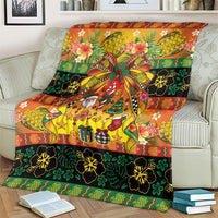 Vanuatu Sand Drawing Christmas Bow Blanket Meri Krismas Hibiscus Turtle LT9 - Polynesian Pride