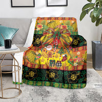 Vanuatu Sand Drawing Christmas Bow Blanket Meri Krismas Hibiscus Turtle LT9 - Polynesian Pride