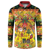 Vanuatu Sand Drawing Christmas Bow Button Sweatshirt Meri Krismas Hibiscus Turtle LT9 Multicolor - Polynesian Pride