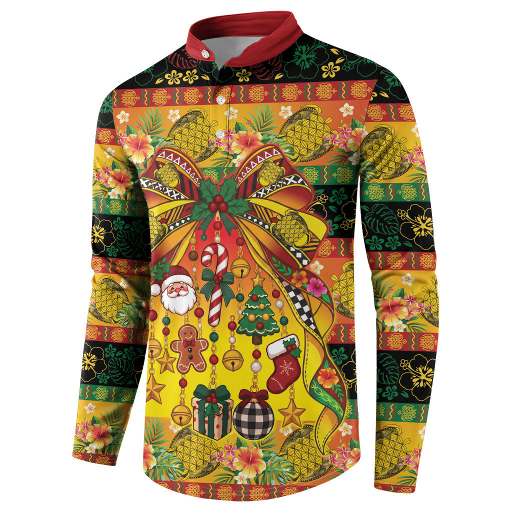 Vanuatu Sand Drawing Christmas Bow Button Sweatshirt Meri Krismas Hibiscus Turtle LT9 - Polynesian Pride