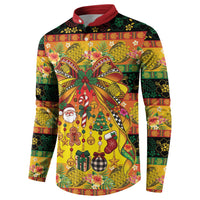 Vanuatu Sand Drawing Christmas Bow Button Sweatshirt Meri Krismas Hibiscus Turtle LT9 - Polynesian Pride