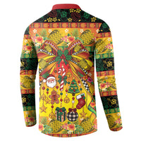 Vanuatu Sand Drawing Christmas Bow Button Sweatshirt Meri Krismas Hibiscus Turtle LT9 - Polynesian Pride