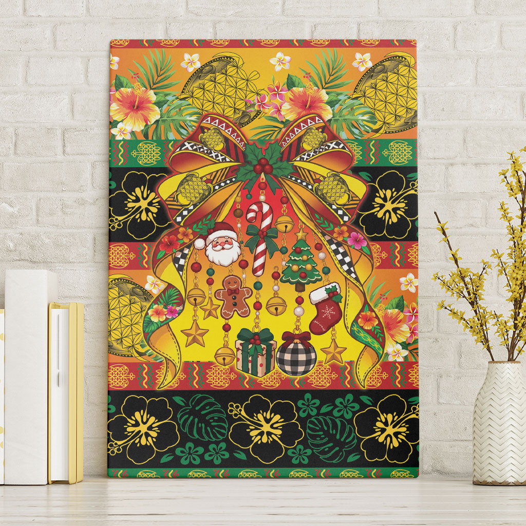 Vanuatu Sand Drawing Christmas Bow Canvas Wall Art Meri Krismas Hibiscus Turtle