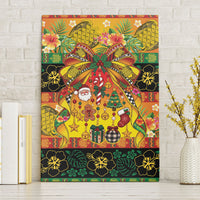 Vanuatu Sand Drawing Christmas Bow Canvas Wall Art Meri Krismas Hibiscus Turtle