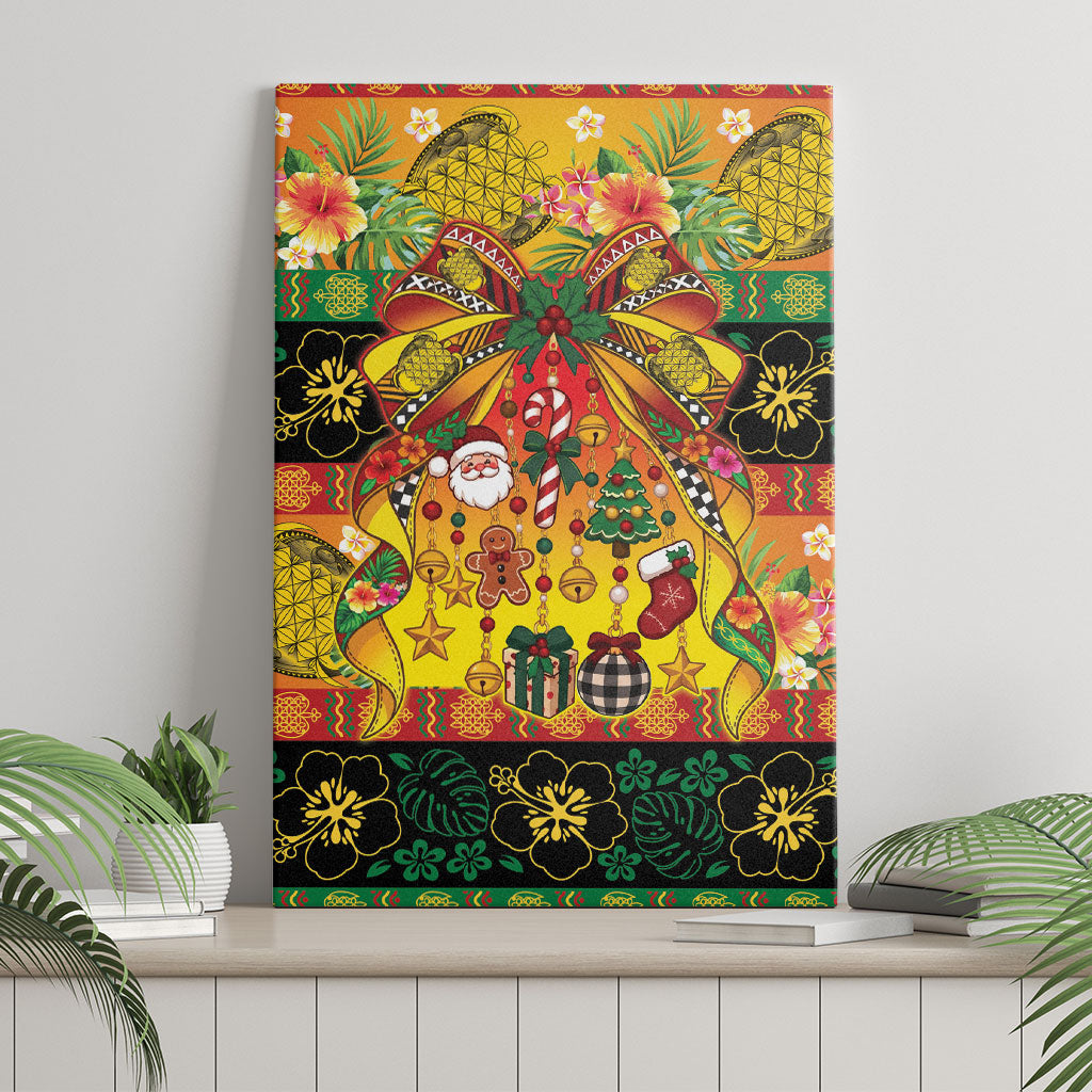 Vanuatu Sand Drawing Christmas Bow Canvas Wall Art Meri Krismas Hibiscus Turtle