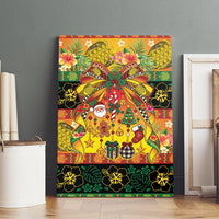 Vanuatu Sand Drawing Christmas Bow Canvas Wall Art Meri Krismas Hibiscus Turtle