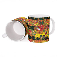 Vanuatu Sand Drawing Christmas Bow Ceramic Mug Meri Krismas Hibiscus Turtle