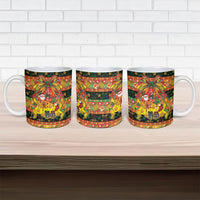 Vanuatu Sand Drawing Christmas Bow Ceramic Mug Meri Krismas Hibiscus Turtle