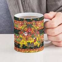 Vanuatu Sand Drawing Christmas Bow Ceramic Mug Meri Krismas Hibiscus Turtle