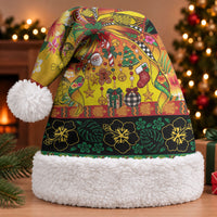 Vanuatu Sand Drawing Christmas Bow Christmas Santa Hat Meri Krismas Hibiscus Turtle LT9 With Fur Multicolor - Polynesian Pride