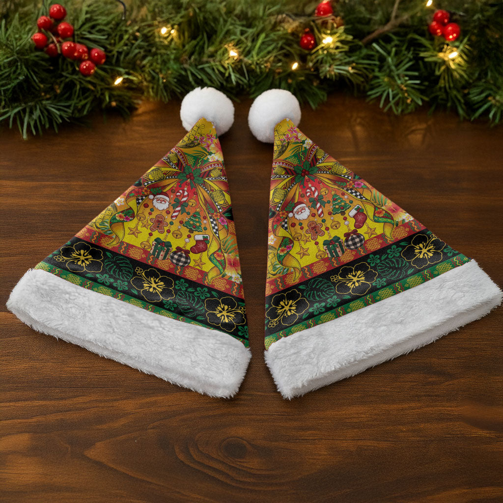 Vanuatu Sand Drawing Christmas Bow Christmas Santa Hat Meri Krismas Hibiscus Turtle LT9 - Polynesian Pride