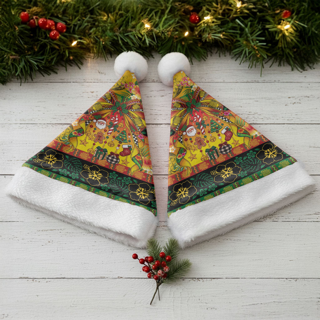 Vanuatu Sand Drawing Christmas Bow Christmas Santa Hat Meri Krismas Hibiscus Turtle LT9 - Polynesian Pride