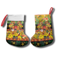 Vanuatu Sand Drawing Christmas Bow Christmas Stocking Meri Krismas Hibiscus Turtle LT9 - Polynesian Pride