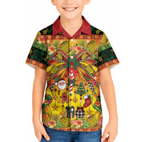 Vanuatu Sand Drawing Christmas Bow Hawaiian Shirt Meri Krismas Hibiscus Turtle