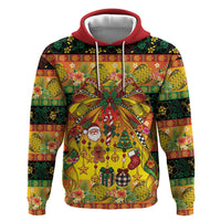Vanuatu Sand Drawing Christmas Bow Hoodie Meri Krismas Hibiscus Turtle