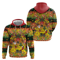 Vanuatu Sand Drawing Christmas Bow Hoodie Meri Krismas Hibiscus Turtle