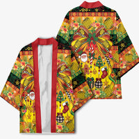 Vanuatu Sand Drawing Christmas Bow Kimono Meri Krismas Hibiscus Turtle