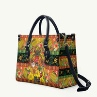 Vanuatu Sand Drawing Christmas Bow Leather Bag Meri Krismas Hibiscus Turtle