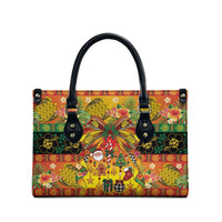 Vanuatu Sand Drawing Christmas Bow Leather Bag Meri Krismas Hibiscus Turtle