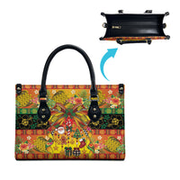 Vanuatu Sand Drawing Christmas Bow Leather Bag Meri Krismas Hibiscus Turtle