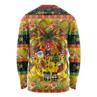Vanuatu Sand Drawing Christmas Bow Long Sleeve Shirt Meri Krismas Hibiscus Turtle LT9 - Polynesian Pride
