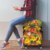 Vanuatu Sand Drawing Christmas Bow Luggage Cover Meri Krismas Hibiscus Turtle