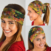 Vanuatu Sand Drawing Christmas Bow Neck Gaiter Meri Krismas Hibiscus Turtle