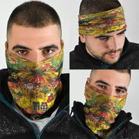 Vanuatu Sand Drawing Christmas Bow Neck Gaiter Meri Krismas Hibiscus Turtle