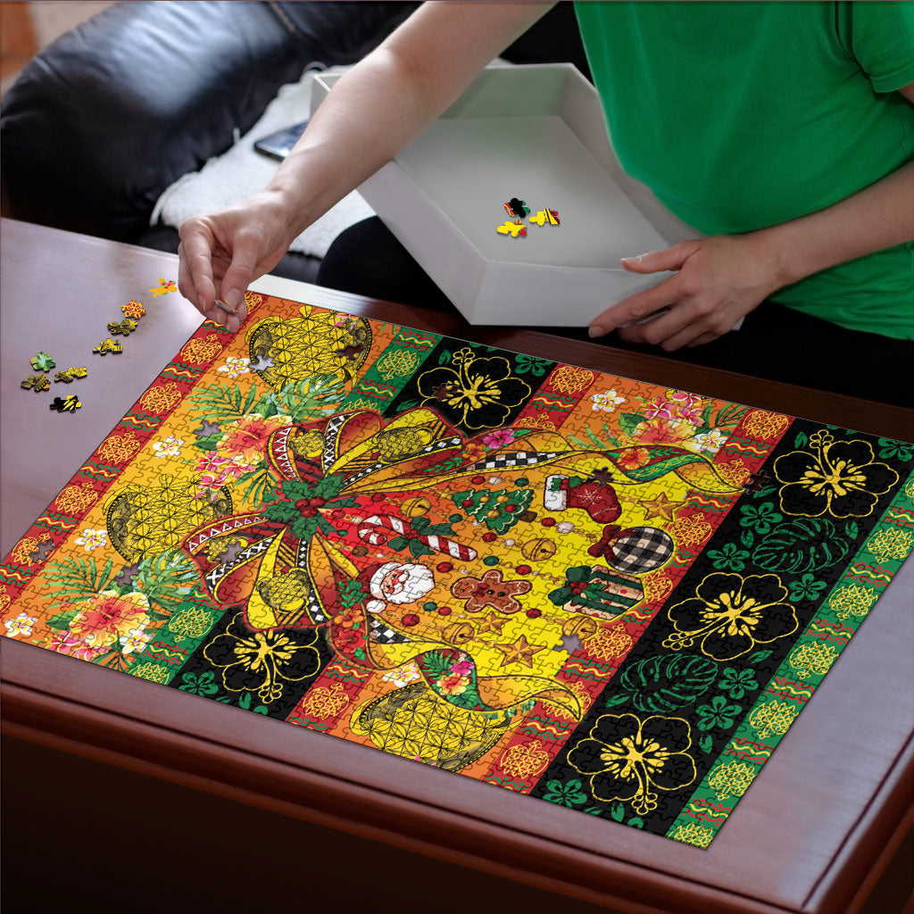Vanuatu Sand Drawing Christmas Bow Puzzle Meri Krismas Hibiscus Turtle