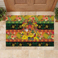 Vanuatu Sand Drawing Christmas Bow Rubber Doormat Meri Krismas Hibiscus Turtle LT9 Multicolor - Polynesian Pride