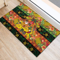 Vanuatu Sand Drawing Christmas Bow Rubber Doormat Meri Krismas Hibiscus Turtle LT9 - Polynesian Pride