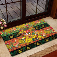 Vanuatu Sand Drawing Christmas Bow Rubber Doormat Meri Krismas Hibiscus Turtle LT9 - Polynesian Pride