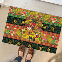 Vanuatu Sand Drawing Christmas Bow Rubber Doormat Meri Krismas Hibiscus Turtle LT9 - Polynesian Pride