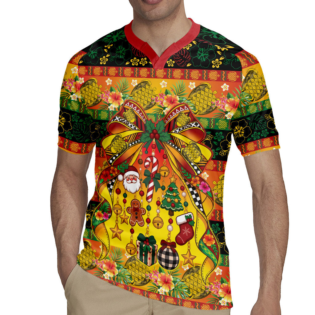 Vanuatu Sand Drawing Christmas Bow Rugby Jersey Meri Krismas Hibiscus Turtle LT9 - Polynesian Pride