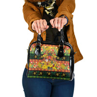 Vanuatu Sand Drawing Christmas Bow Shoulder Handbag Meri Krismas Hibiscus Turtle