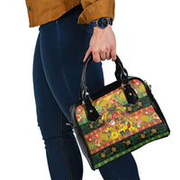 Vanuatu Sand Drawing Christmas Bow Shoulder Handbag Meri Krismas Hibiscus Turtle