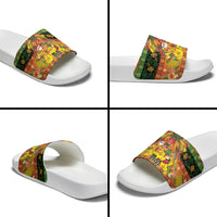 Vanuatu Sand Drawing Christmas Bow Slide Sandals Meri Krismas Hibiscus Turtle