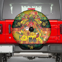 Vanuatu Sand Drawing Christmas Bow Spare Tire Cover Meri Krismas Hibiscus Turtle